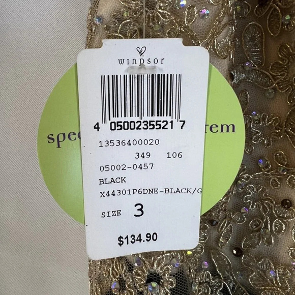 NWT Windsor Black Gold Lace V-NeckFormal Gown $135 - Picture 12 of 14